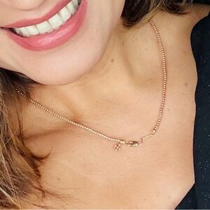 Enewton Gold Beaded Necklace with Cross Charm- authentic used